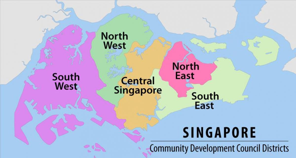 мапа Сингапура области